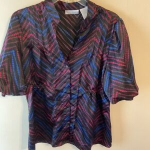Worthington Black, Pink, and Blue Blouse